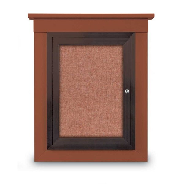 42"x32" 2-Door Enclosed Letterboard, Header, Blue Felt/Lt Oak